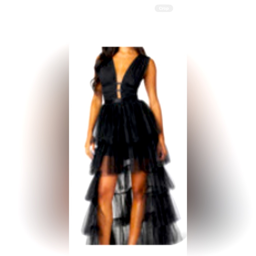 Mesh cheer dress from Bebe Tiered High Low Mesh Dress - Jet Black / M × 1